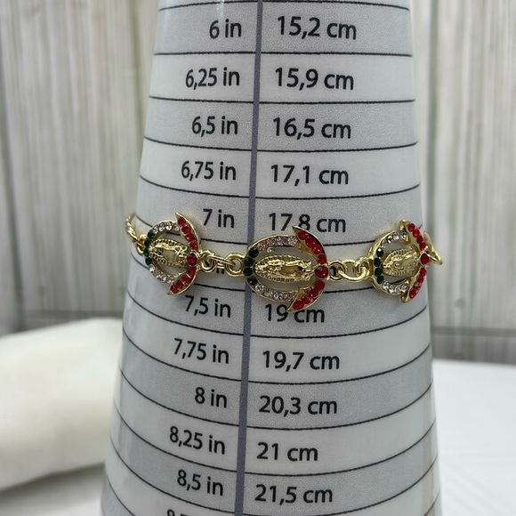14k gold plated Virgin of Guadalupe bracelet tree colors rhinestones - Picture 7 of 9